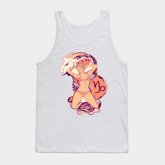 Peach Capricorn Beauty Tank Top by kenallouis